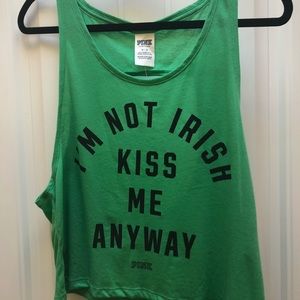 “I’m not Irish but kiss me anyway” VS pink top NWT